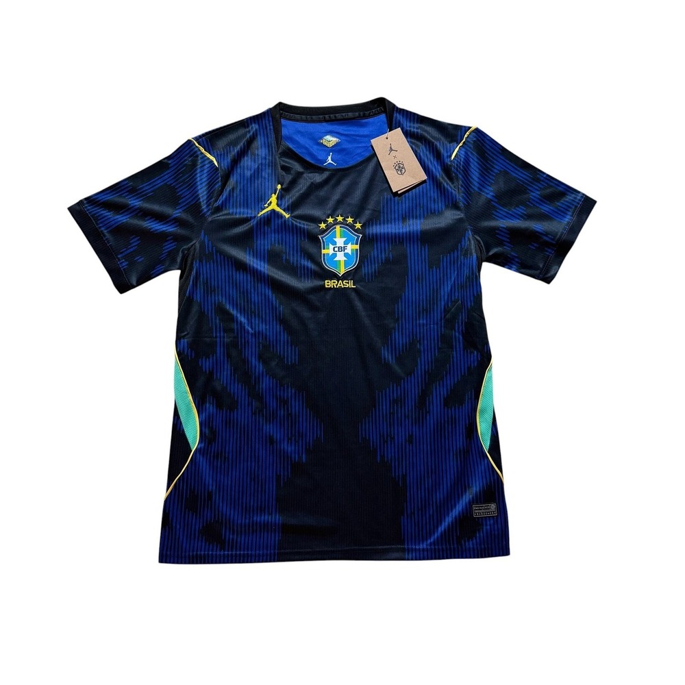Jordan x Brazil CBF Soccer Training Jersey Large Navy Blue Jumpman Logo NEW